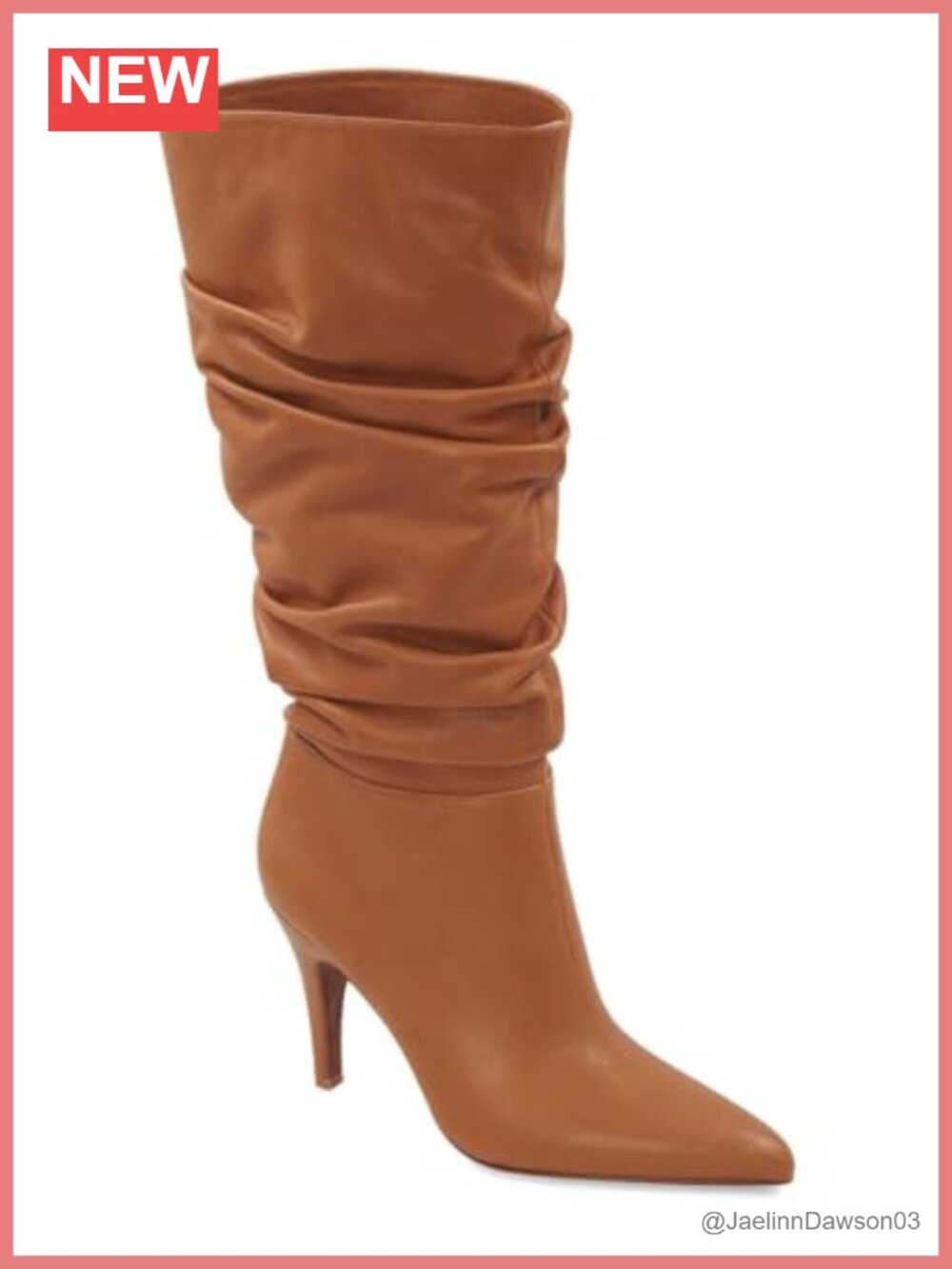 Leather Mid-Calf Stiletto Heel Boots Pointed Toe Inside Zip